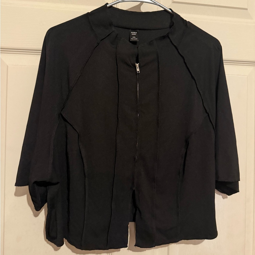 SHEIN EZwear Plus Zip Up Crop Tee